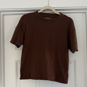 Abercrombie & Fitch Boxy Cropped Tee in Brown Size Small